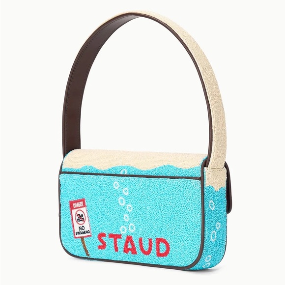 STAUD BEADED TOMMY BAG VIRAL GREAT WHITE SHARK - Picture 4 of 7
